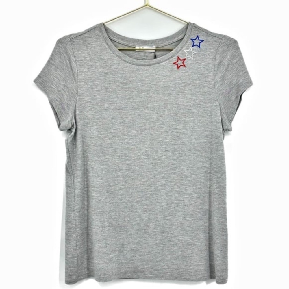 BRIT.NY Gray Star Embellished Tee Size Small NWT